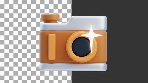3D Animation of Camera Capturing Memories and Moments | Alpha Channel