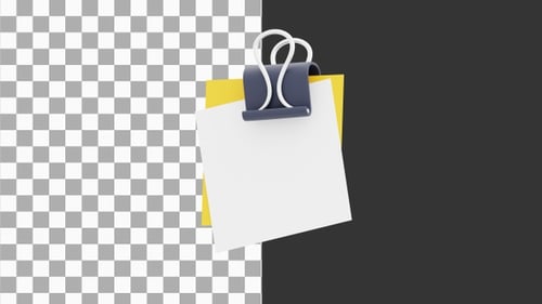 3D Animation of Metallic Paper Clip for Document Binding | Alpha Channel