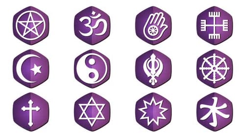 Symboles de religion, 12 Icônes (canal alpha) fond transparent