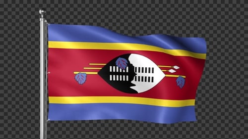 Eswatini Flag Waving with Alpha Channel