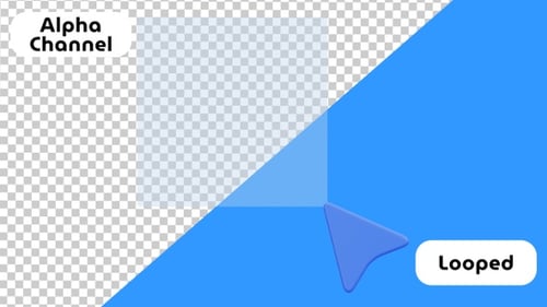 Animated 3D Blue Cursor with Click Highlight and Shadow | Alpha Channel