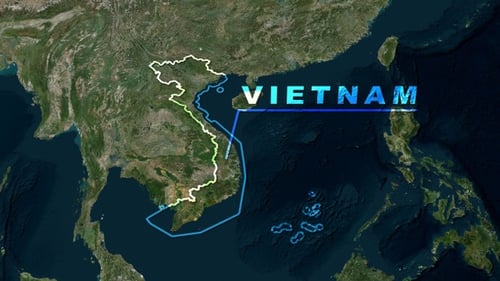 Animated Satellite Map Zoom to Vietnam Country Outline