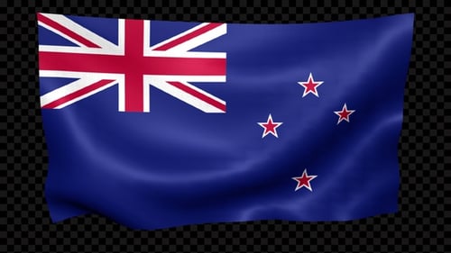 Animated New Zealand Flag Waving on Transparent Background