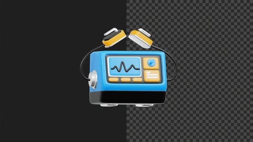 3D Defibrillator Icon Animation – Medical Device Motion Graphic