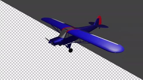 Rotating Blue Propeller Airplane 3D Model Animation