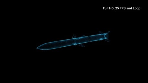 Rotating Sci-fi Wireframe Missile Hologram