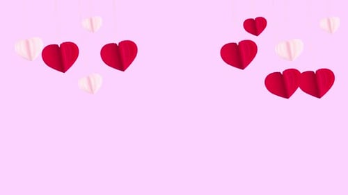 Romantic Hanging Paper Hearts Animation for Celebrations