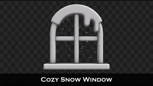 3D Snowy Window Animation for Winter Holidays