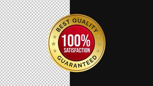 Animated Gold Best Quality Badge Alpha Channel