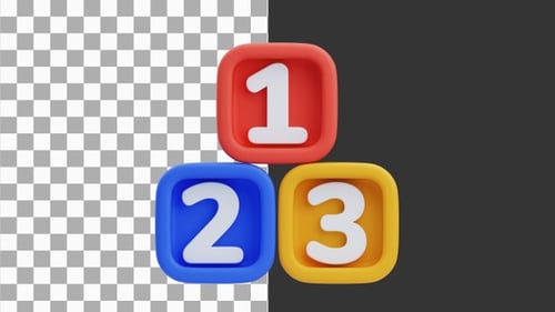 3D Animation of Colorful Number Blocks | Alpha Channel