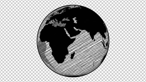 Sketch Style Rotating Earth Globe Animation
