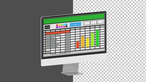 3D Spreadsheet on Computer | Alpha Channel