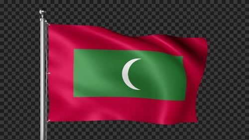Realistic Maldivian Flag Waving Animation