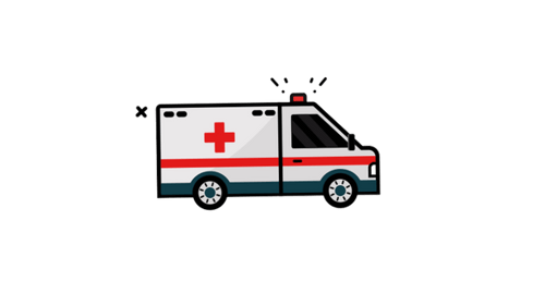 Animated Flat Design Ambulance with Flashing Light