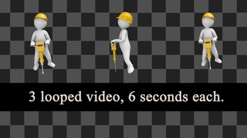 3D Worker with Jackhammer Animation Pack