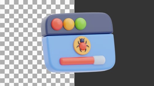 3D Animation of Virus Scan in Progress | Alpha Channel