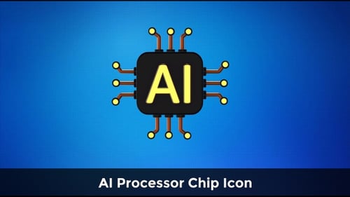 Futuristic 3D Artificial Intelligence Processor Chip Animation