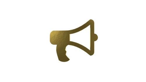 Bull Horn Announcer 3D Golden Icon Alpha Loop