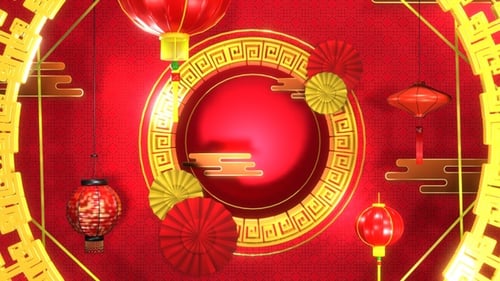Happy Chinese Lunar New Year Gold Background Seamless Loop