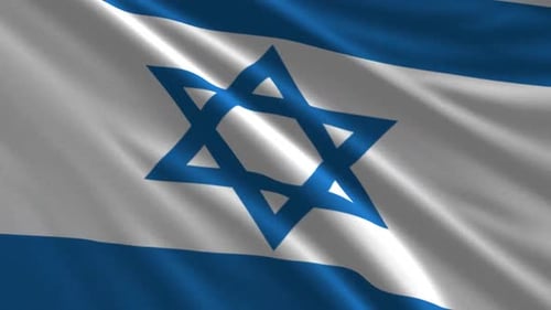 Waving Israel Flag on Green Screen with Alpha Channel