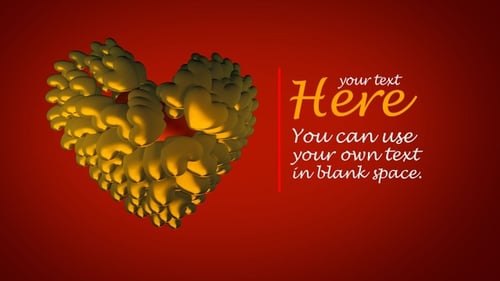 Golden Hearts Form Love Shape for Text Reveal