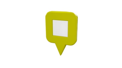 Animated 3D Yellow Map Pin Bounce and Rotate
