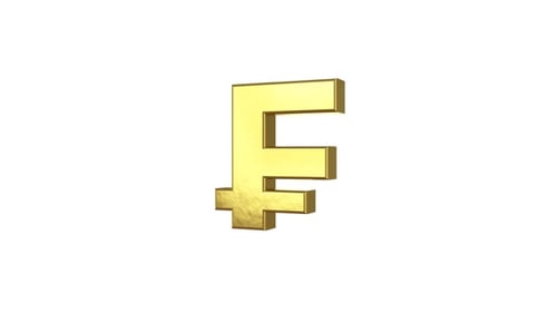 3D Golden Swiss Franc Symbol Rotation with Alpha Channel