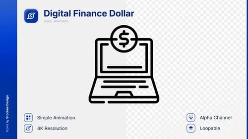 Digital Finance Dollar Laptop Icon Animation