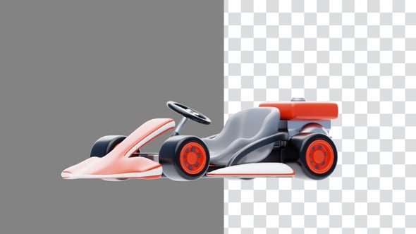 3D Animation of Orange Go Kart Model Racing Thrills On Four Wheels ...