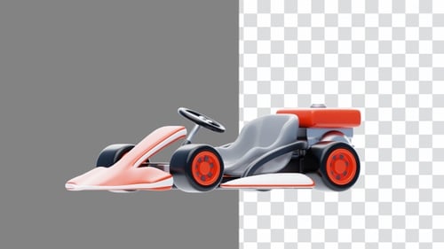 Animation 3D de sensations fortes sur quatre roues avec un modèle Orange Go Kart | Alpha Channel