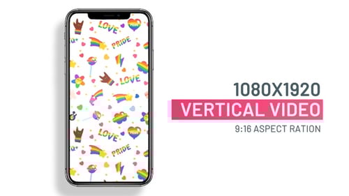 Pride Month LGBTQ+ Love Symbols Seamless Vertical Pattern