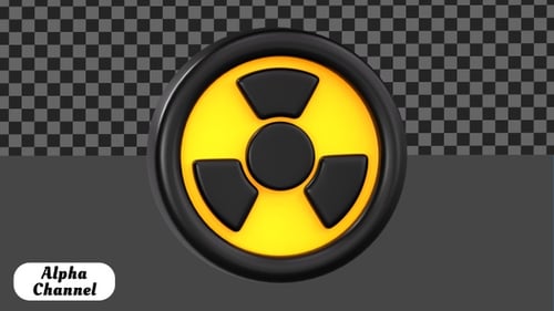 Radioactive Hazard Symbol 3D Animation | Alpha Channel