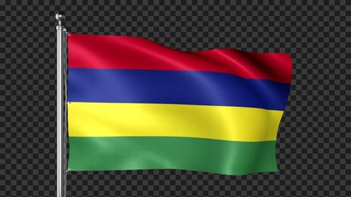 Mauritius National Flag Waving in Realistic Animation