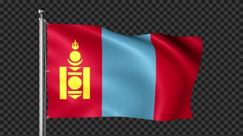 Mongolia Flag Waving Seamless Loop Animation on Transparent Background