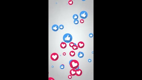 Vertikale Hintergrundschleife mit Likes und Herzen