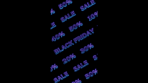 Vertical video black friday blue neon banner loop animation