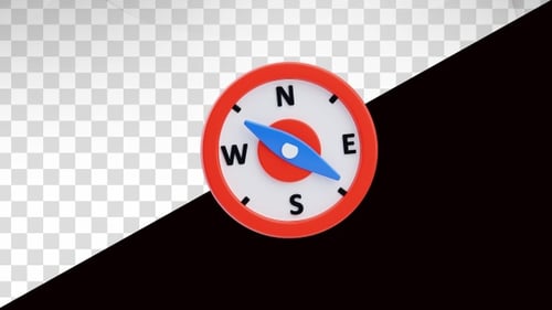 3d animation of Compass symbol for navigation direction