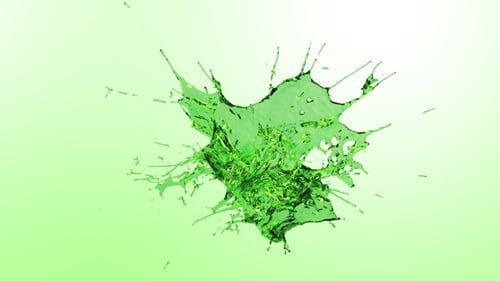 Drops Of Green Color Water Colliding Splash V2