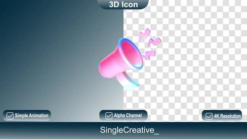 3D Animated Megaphone Icon for Digital Announcements and Broadcasts