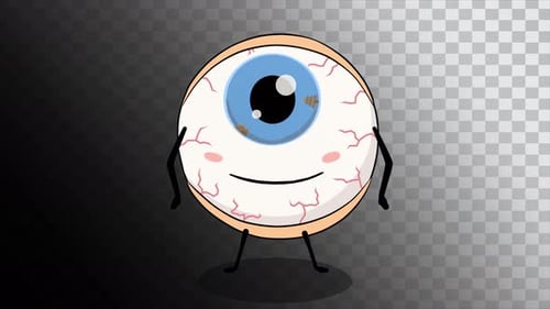 Blinking Cartoon Eyeball Character Revealing Inner Scenes