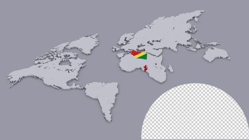 Bandera de la República del Congo en un mapa mundial extruido