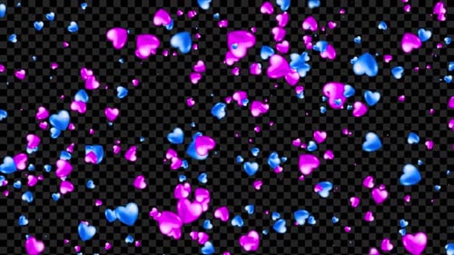 Vibrant Animated Pink and Blue Hearts Falling Down