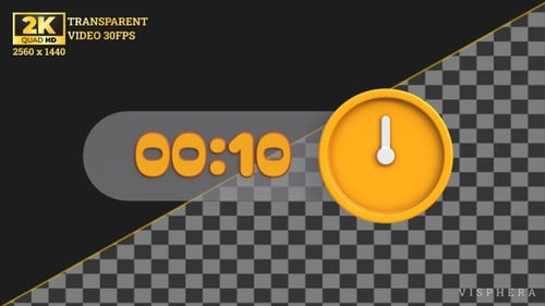 Cuenta regresiva con superposición de animación de 10 segundos, transparente, 2K
