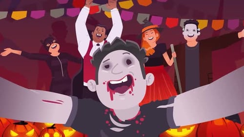 Animated Flat Design Halloween Party Celebration