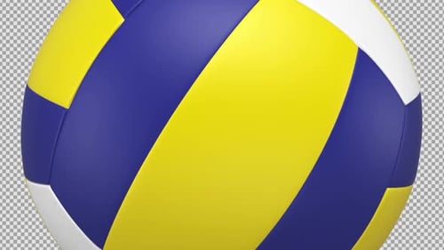 Animated 3D Volleyball Spinning with Alpha Channel