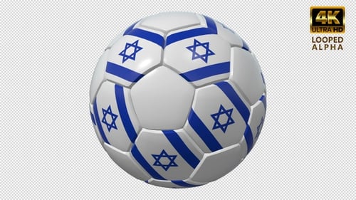 Israel Flag Soccer Ball Rotating on Alpha Channel Loop