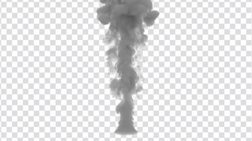 High density explosion smoke going up with alpha channel