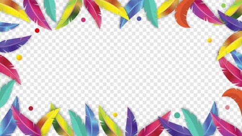 Colorful Feather and Confetti Celebration Frame