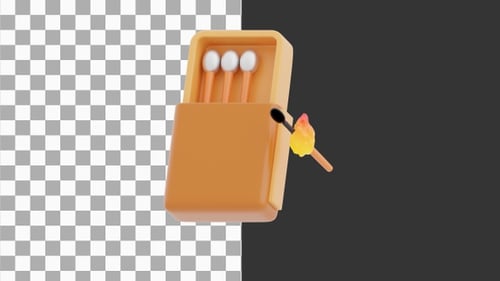 3D Animation of Wooden Matchstick Box | Alpha Channel