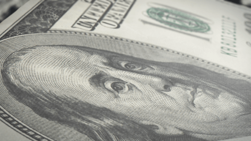 Realistic Hundred Dollar Bills Falling with Benjamin Franklin Money